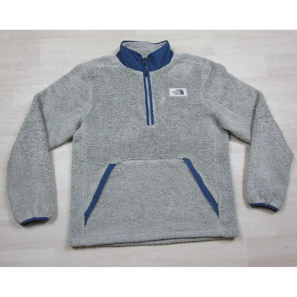 The North Face Campshire Sherpa Fleece Pullover Men's (L) Gray Quarter Zip